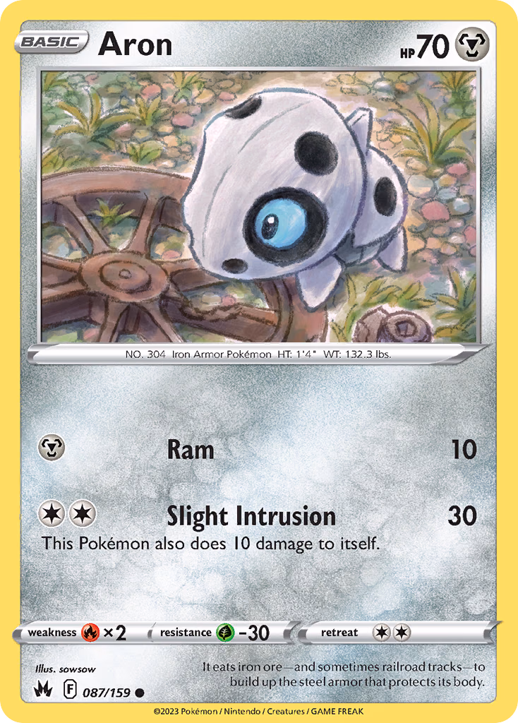 Aron Pokemon card (087/159, Crown Zenith)