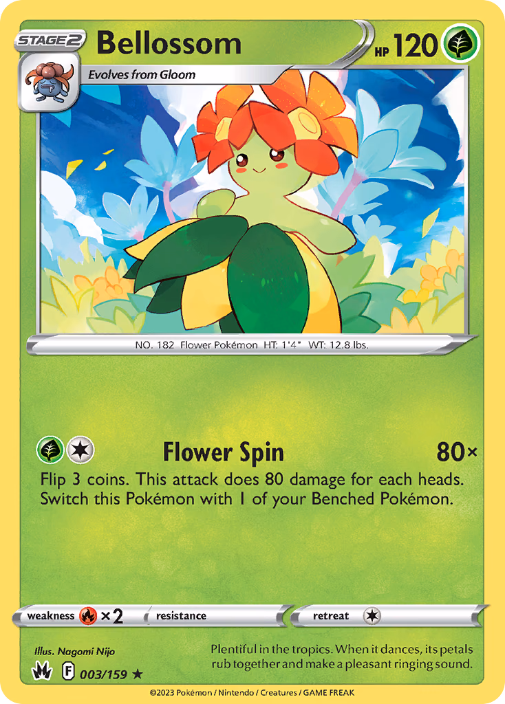 Bellossom Pokemon card (003/159, Crown Zenith)