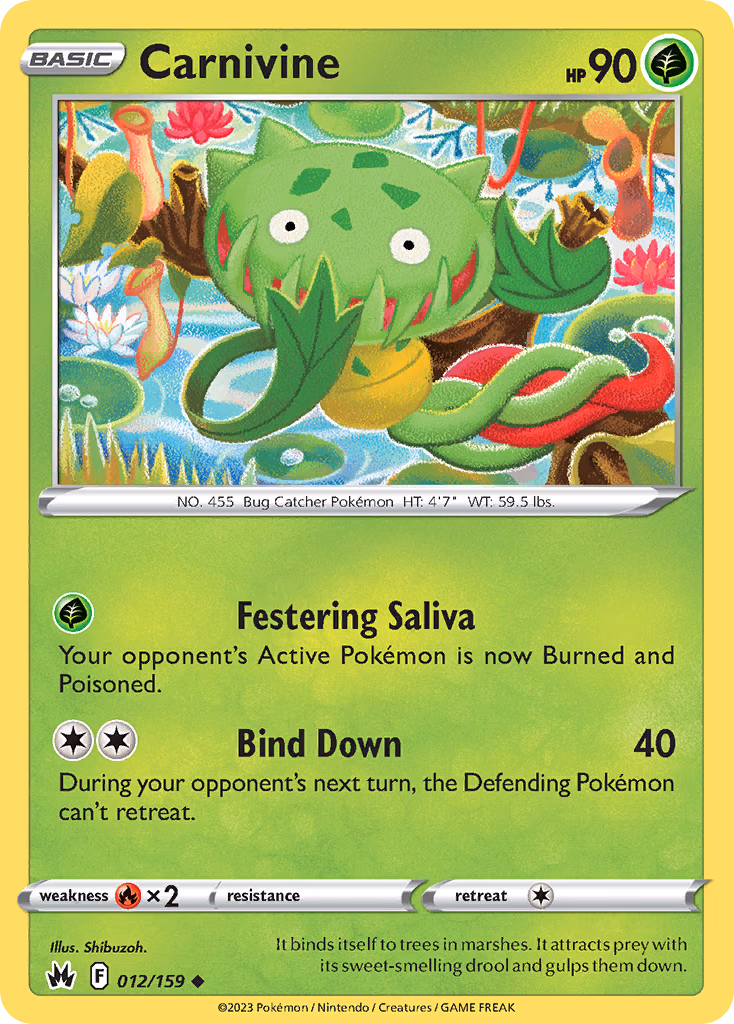 Carnivine Pokemon card (012/159, Crown Zenith)