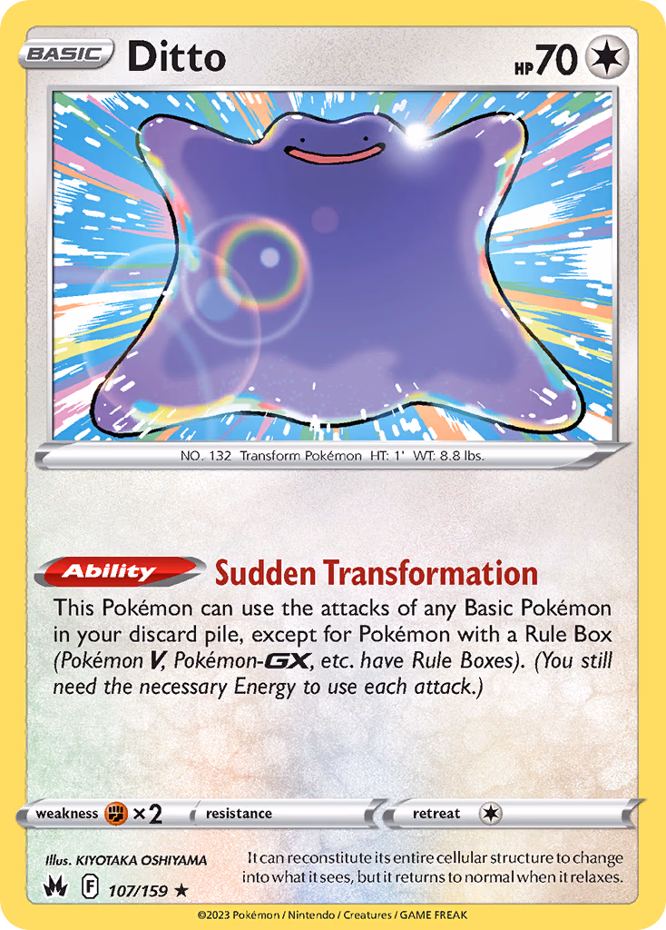 Ditto Pokemon card (107/159, Crown Zenith)