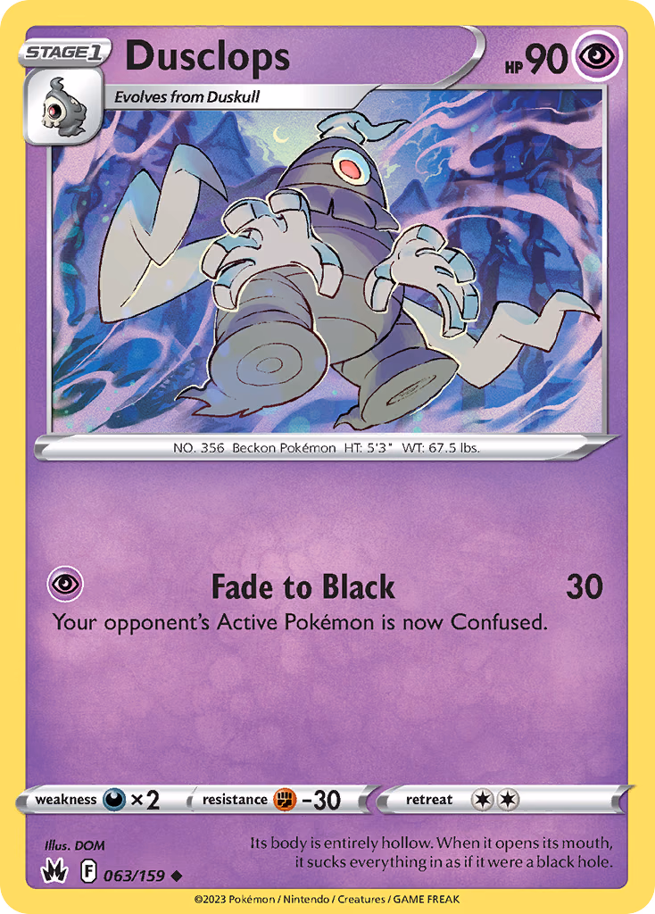 Dusclops Pokemon card (063/159, Crown Zenith)