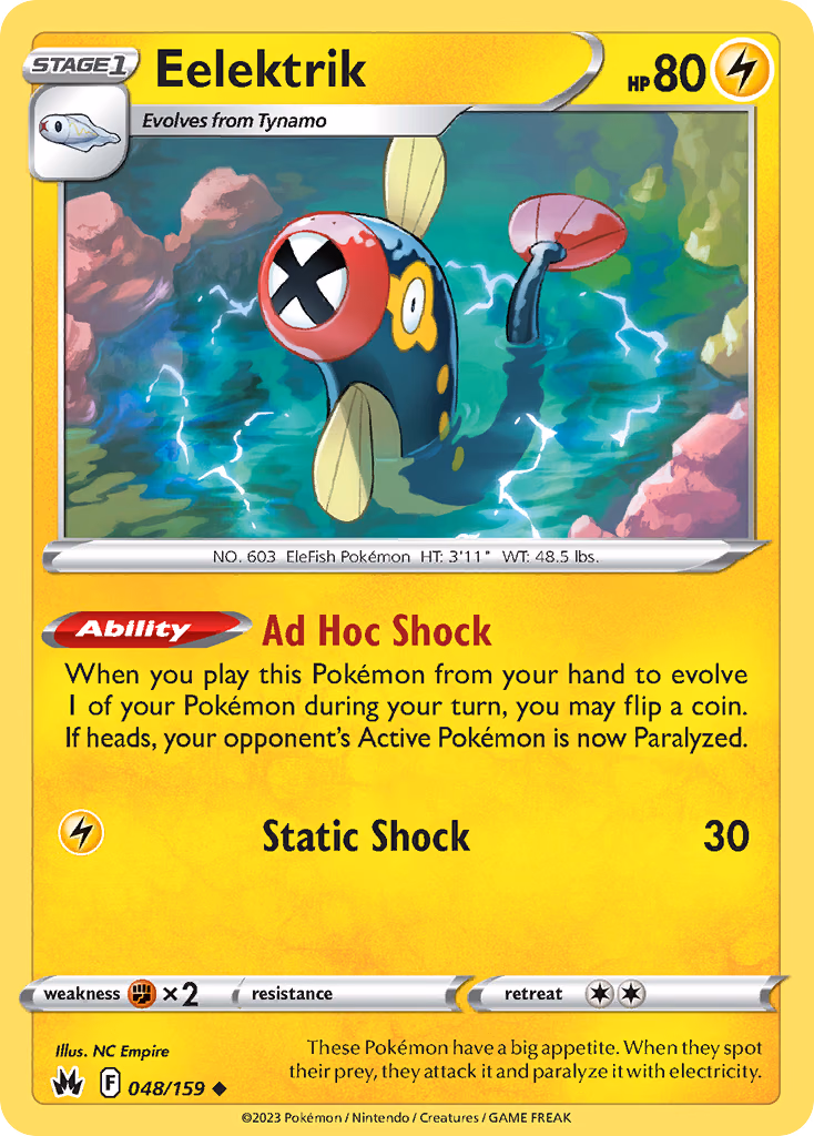 Eelektrik Pokemon card (048/159, Crown Zenith)