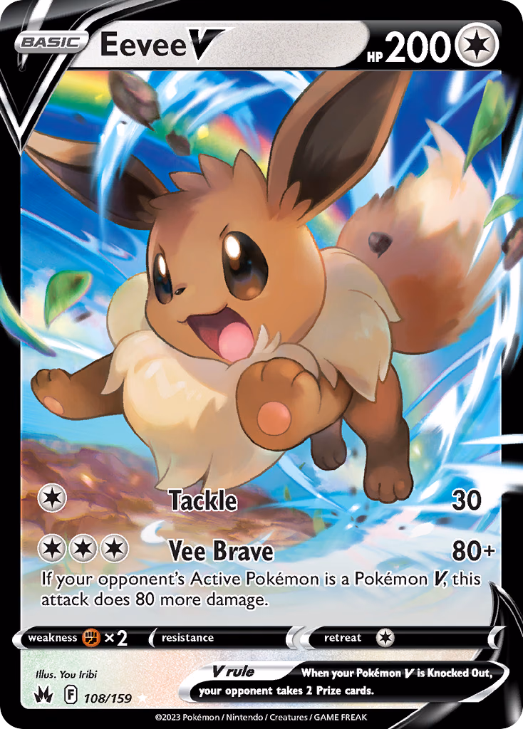 Eevee V Pokemon card (108/159, Crown Zenith)