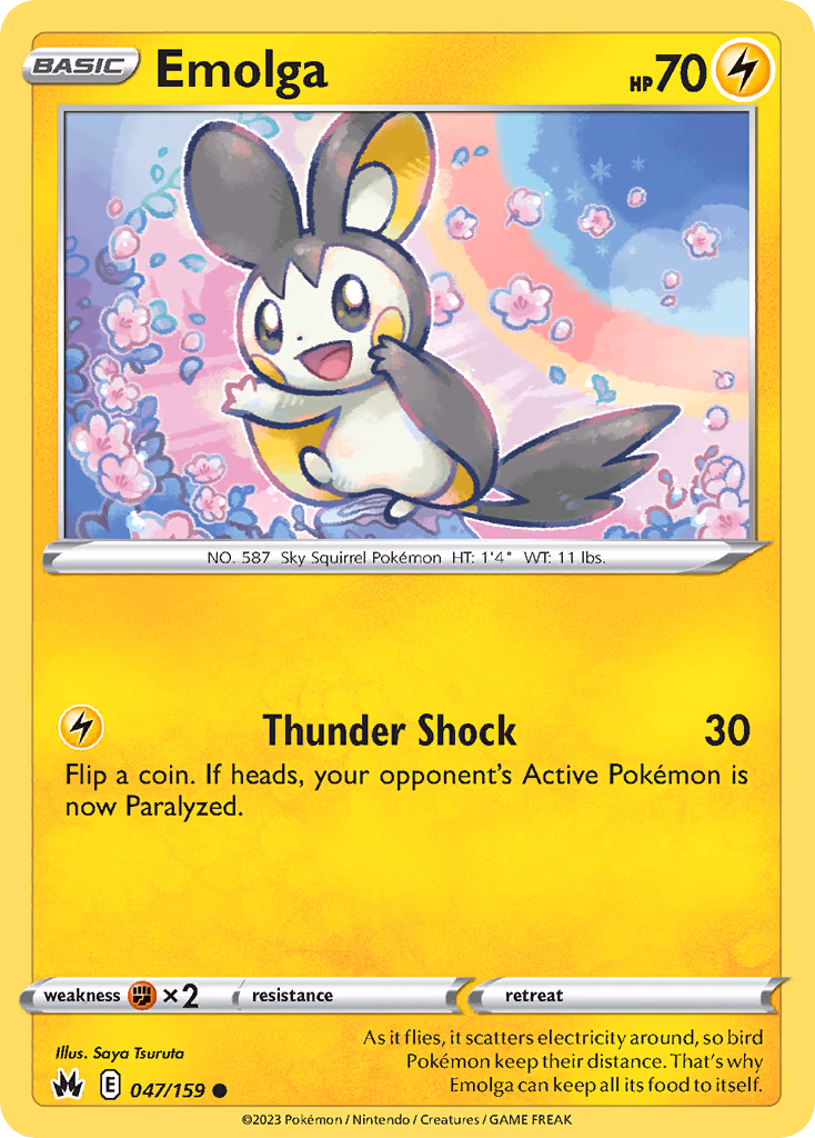 Emolga Pokemon card (047/159, Crown Zenith)