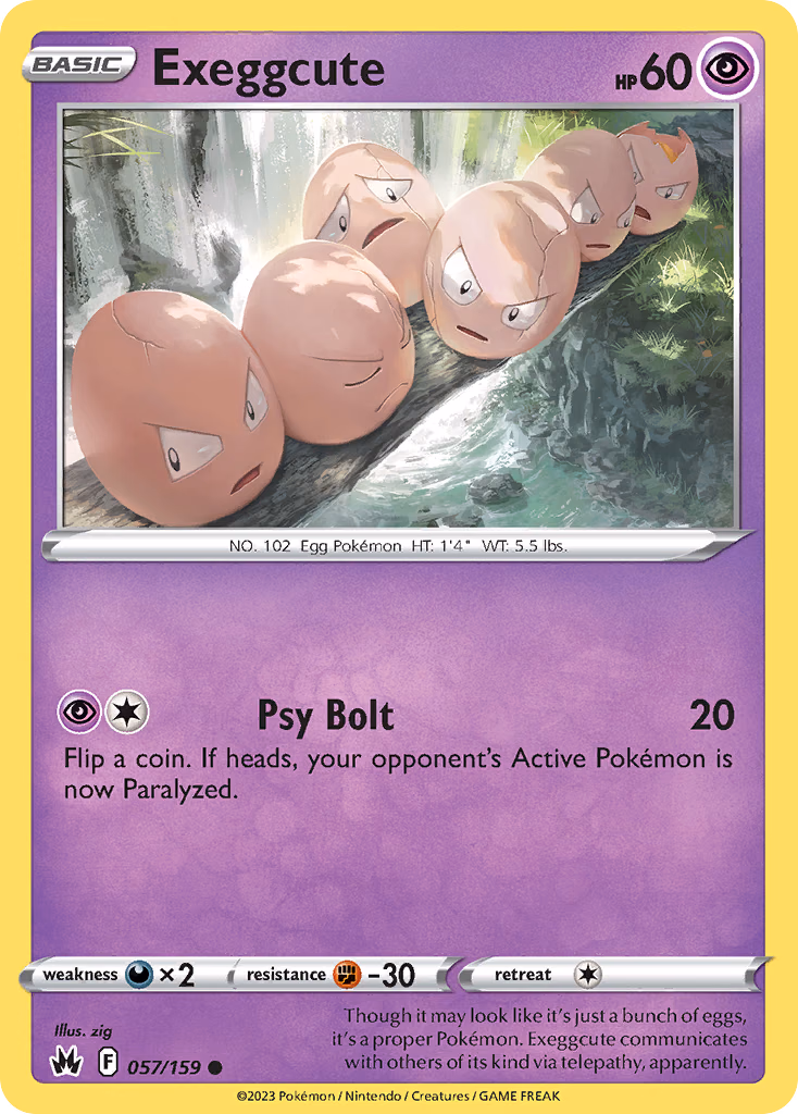 Exeggcute Pokemon card (057/159, Crown Zenith)