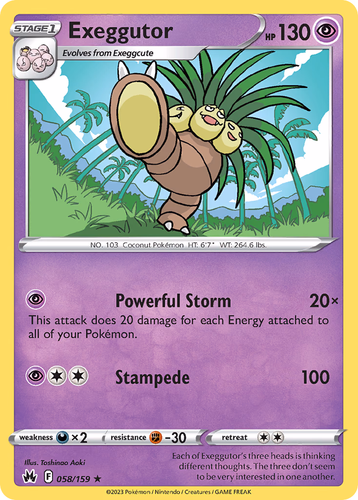 Exeggutor Pokemon card (058/159, Crown Zenith)