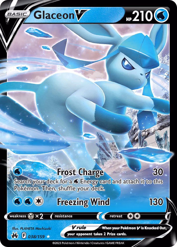 Glaceon V Pokemon card (038/159, Crown Zenith)