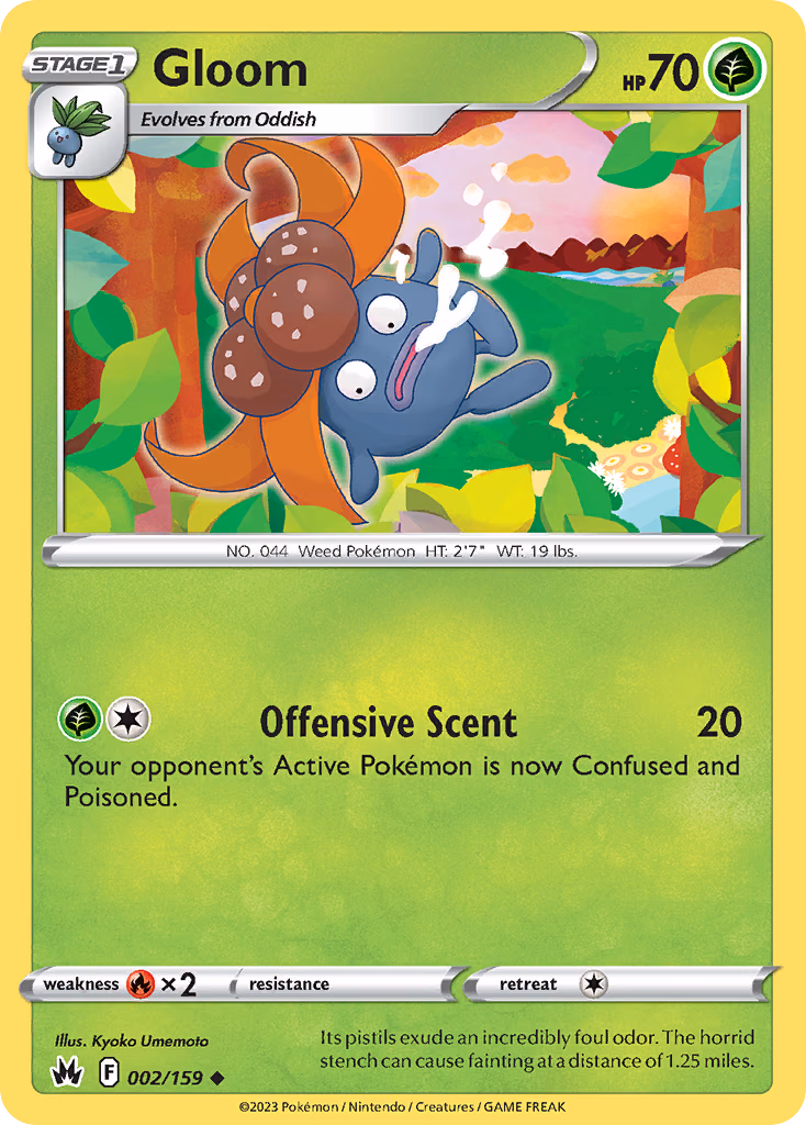 Gloom Pokemon card (002/159, Crown Zenith)
