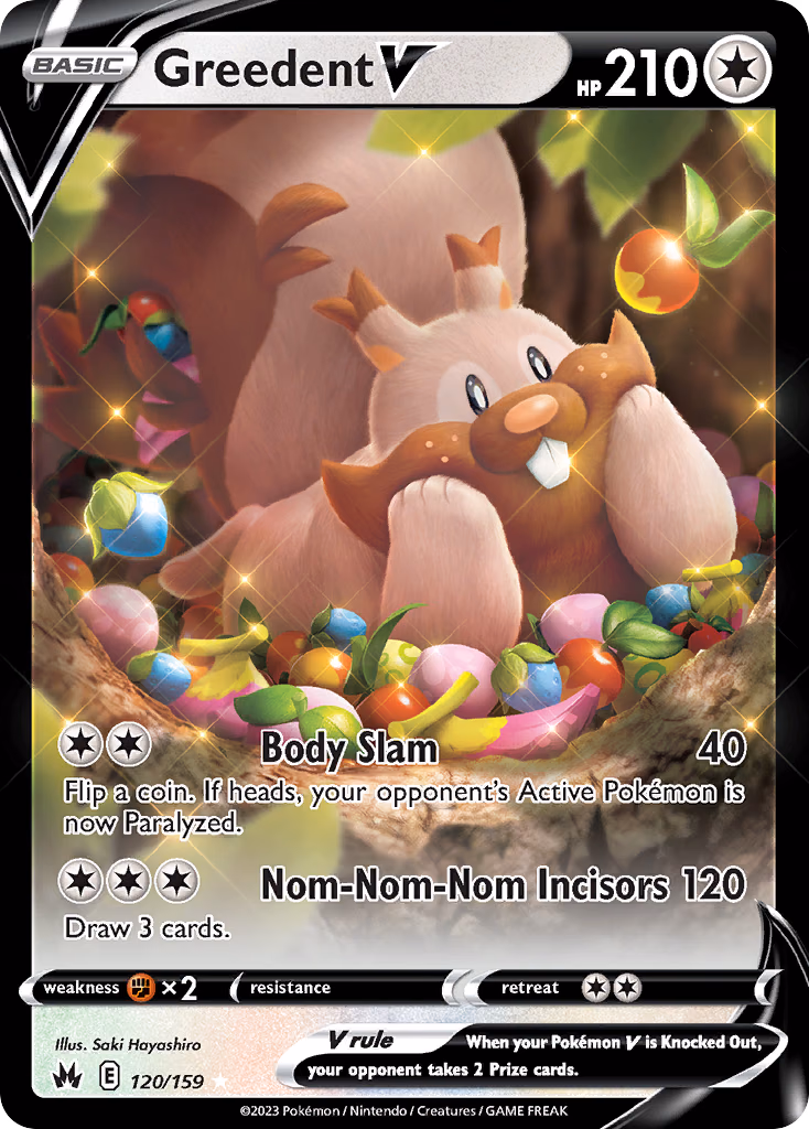 Greedent V Pokemon card (120/159, Crown Zenith)