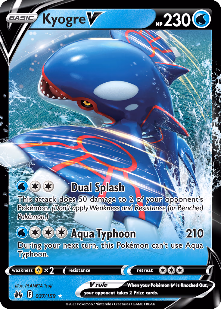 Kyogre V Pokemon card (037/159, Crown Zenith)