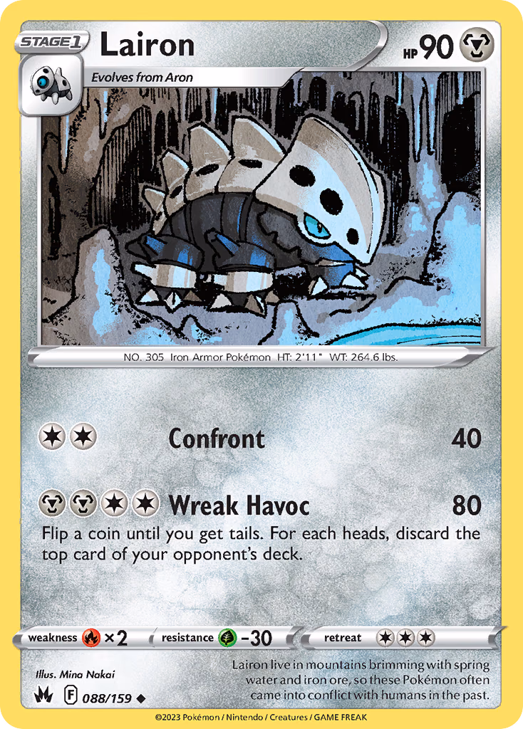 Lairon Pokemon card (088/159, Crown Zenith)