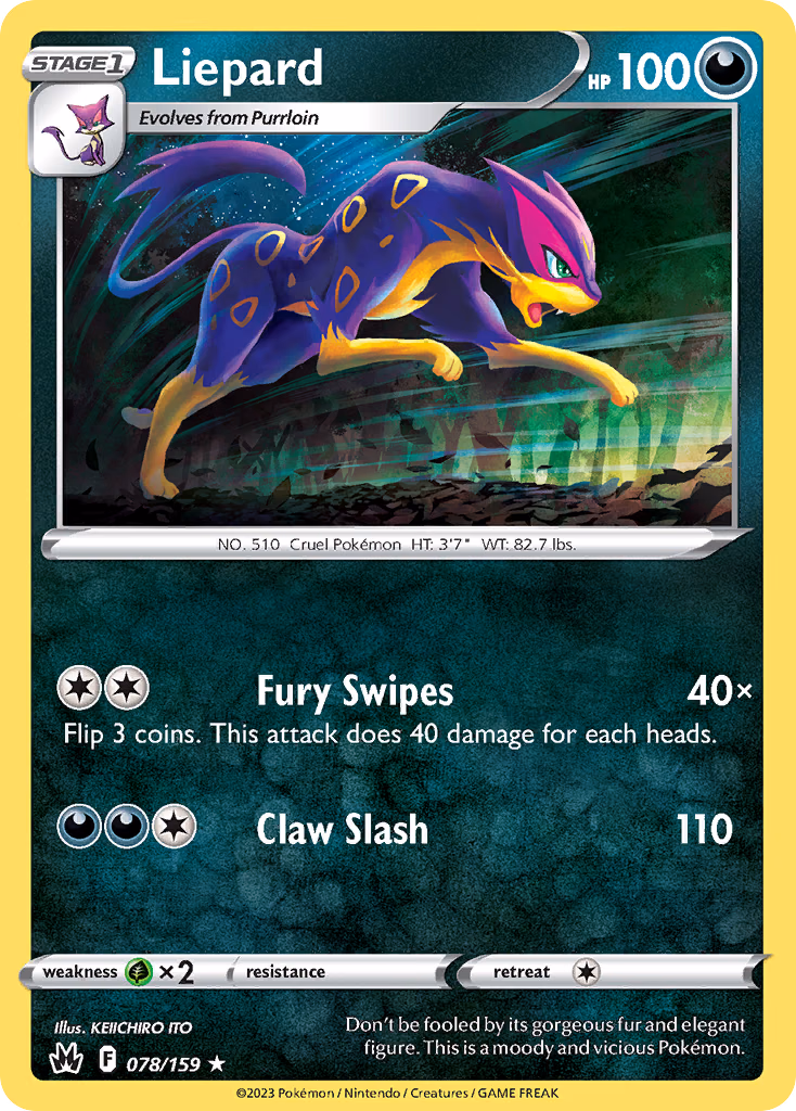 Liepard Pokemon card (078/159, Crown Zenith)