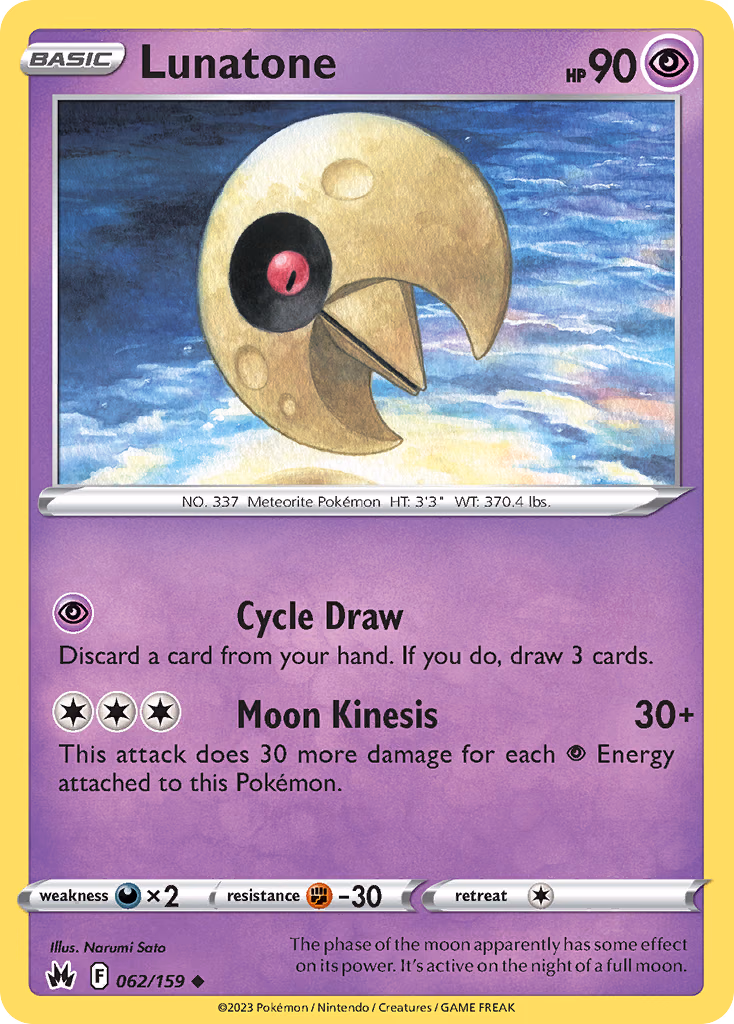 Lunatone Pokemon card (062/159, Crown Zenith)