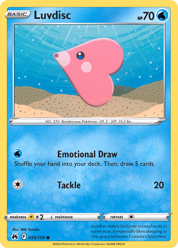 Luvdisc Pokemon card (035/159, Crown Zenith)