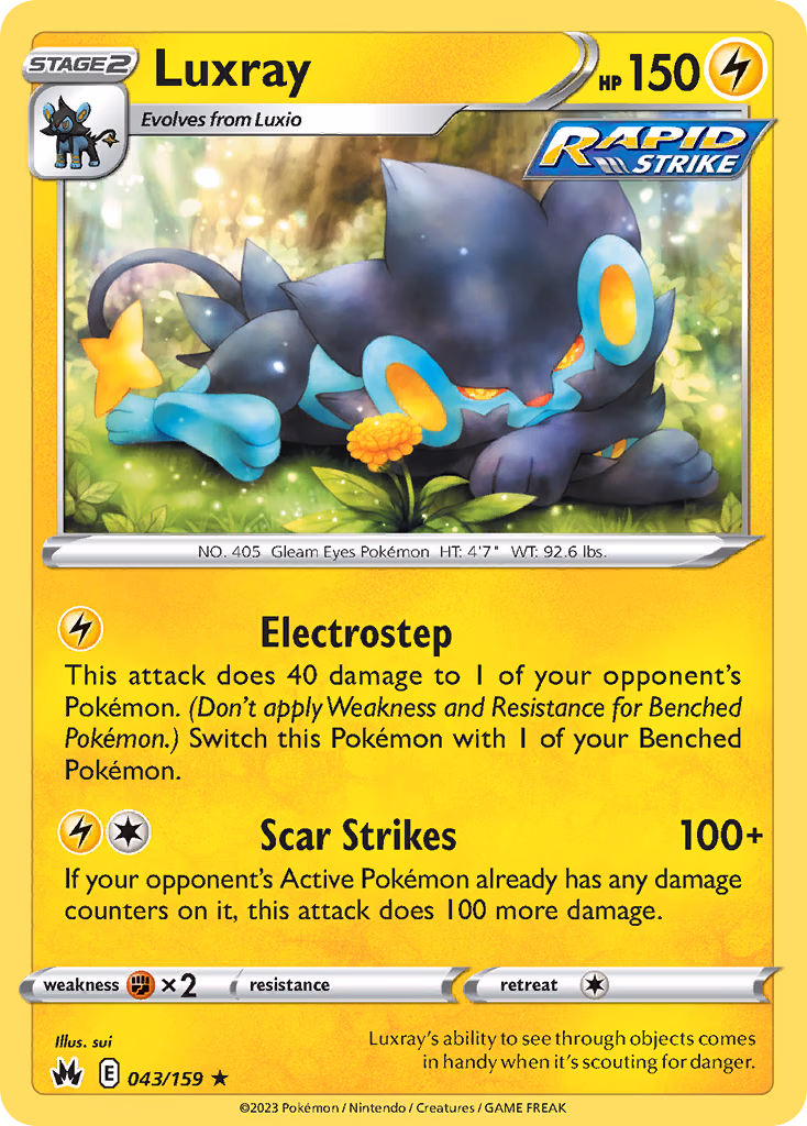 Luxray Pokemon card (043/159, Crown Zenith)