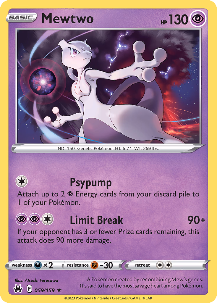 Mewtwo Pokemon card (059/159, Crown Zenith)