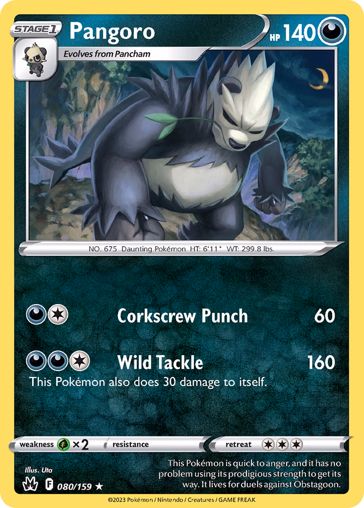 Pangoro Pokemon card (080/159, Crown Zenith)