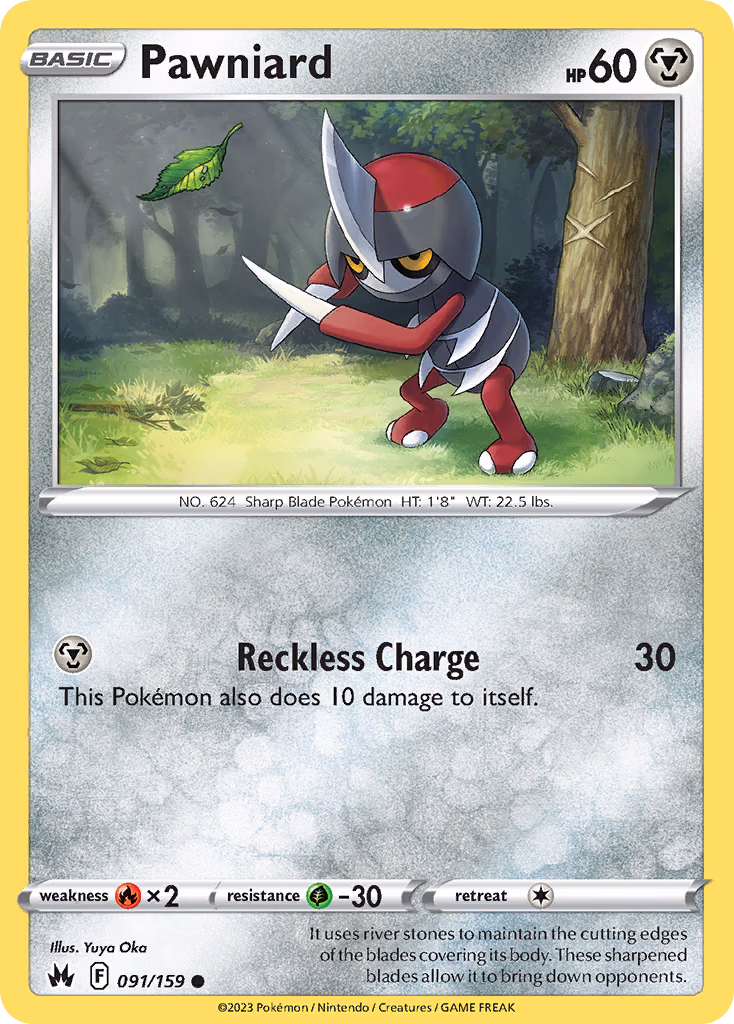 Pawniard Pokemon card (091/159, Crown Zenith)
