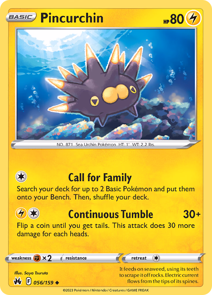 Pincurchin Pokemon card (056/159, Crown Zenith)