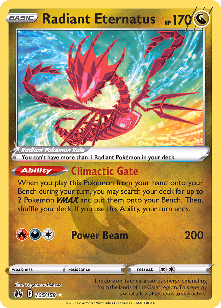 Radiant Eternatus Pokemon card (105/159, Crown Zenith)