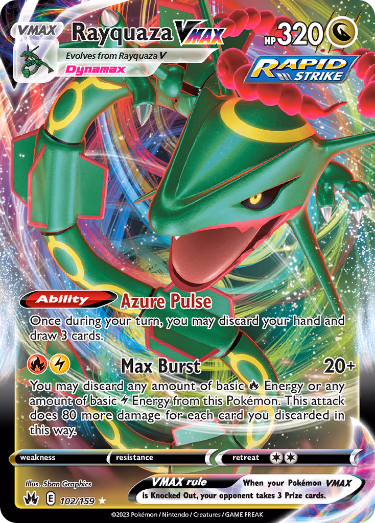 Rayquaza VMAX Pokemon card (102/159, Crown Zenith)
