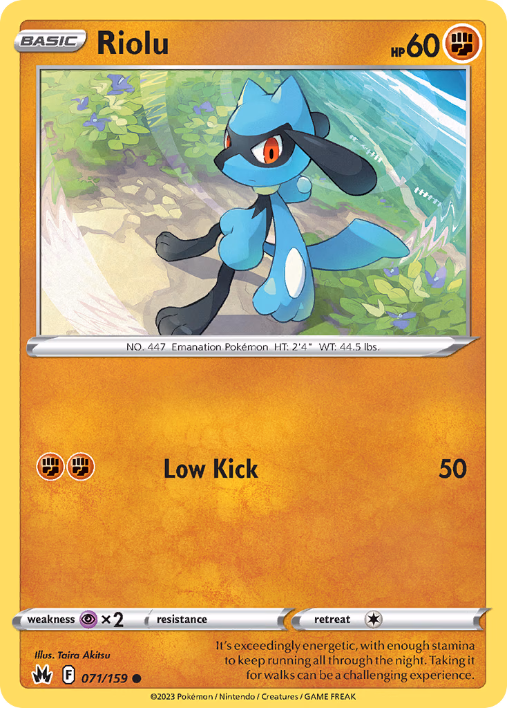 Riolu Pokemon card (071/159, Crown Zenith)