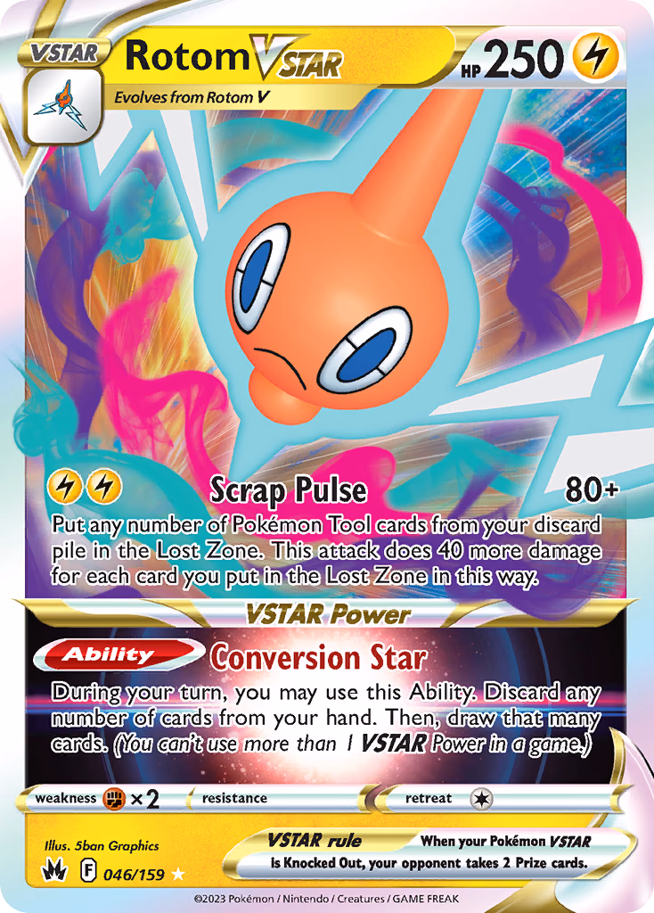Rotom VSTAR Pokemon card (046/159, Crown Zenith)