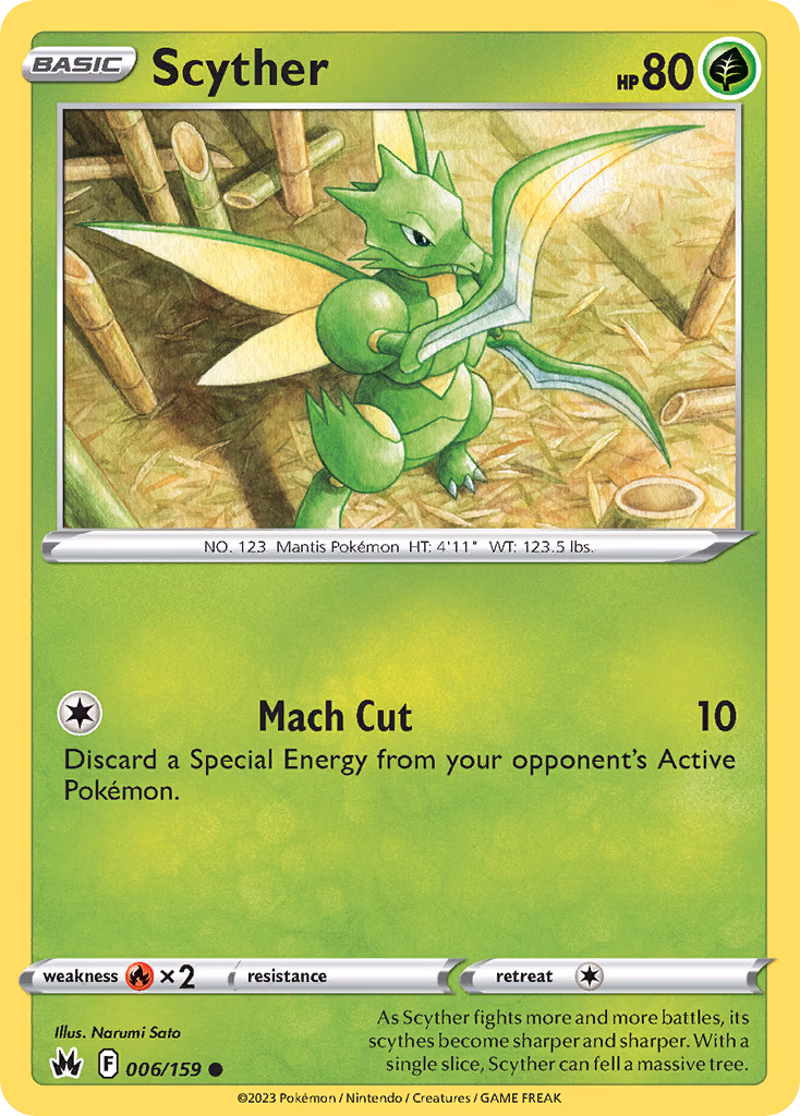 Scyther Pokemon card (006/159, Crown Zenith)