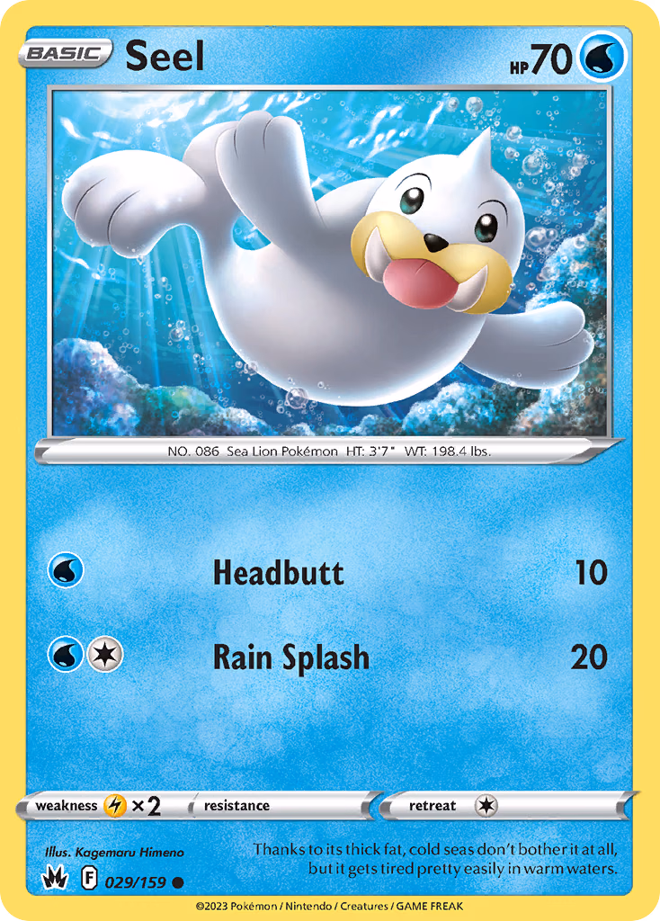 Seel Pokemon card (029/159, Crown Zenith)