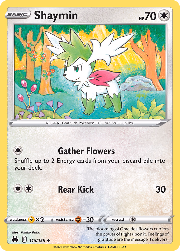 Shaymin Pokemon card (115/159, Crown Zenith)