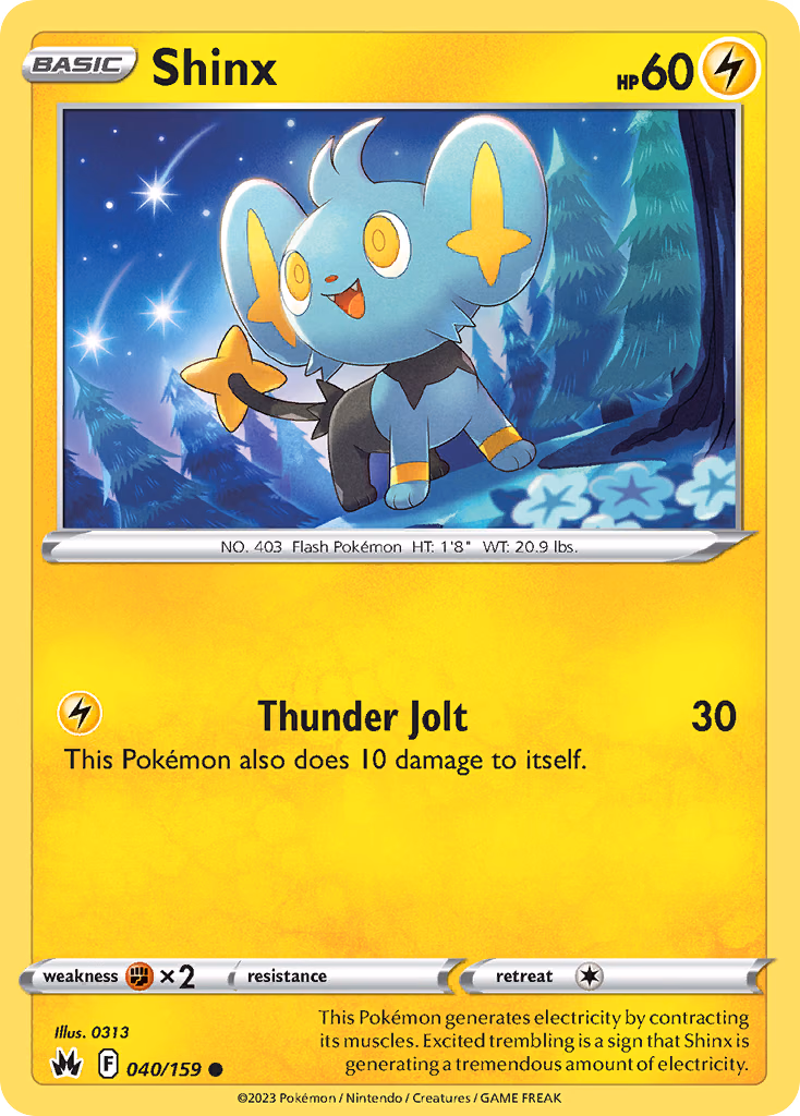 Shinx Pokemon card (040/159, Crown Zenith)