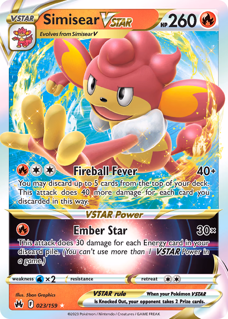 Simisear VSTAR Pokemon card (023/159, Crown Zenith)