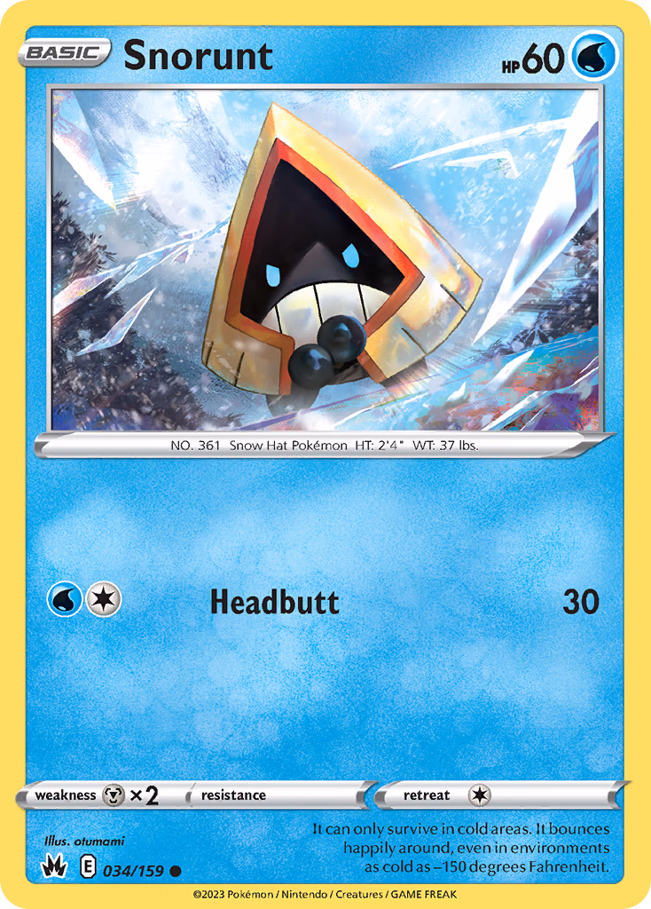Snorunt Pokemon card (034/159, Crown Zenith)