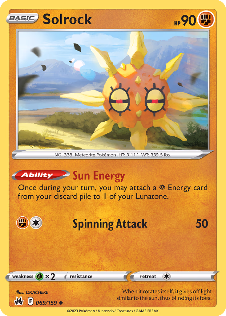 Solrock Pokemon card (069/159, Crown Zenith)