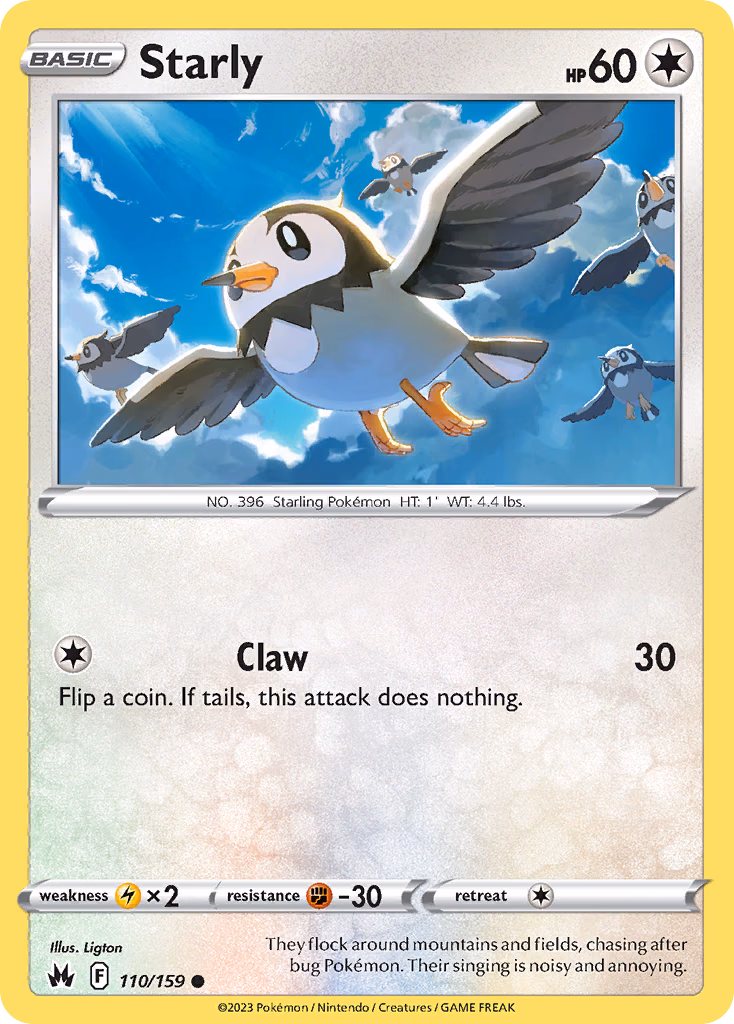 Starly Pokemon card (110/159, Crown Zenith)