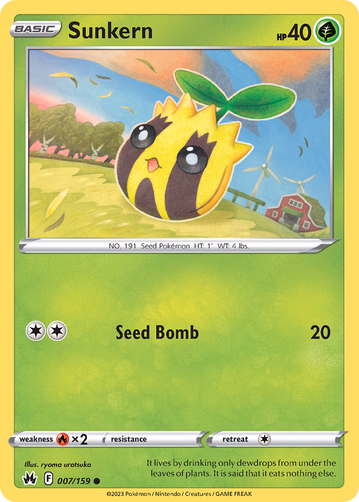 Sunkern Pokemon card (007/159, Crown Zenith)