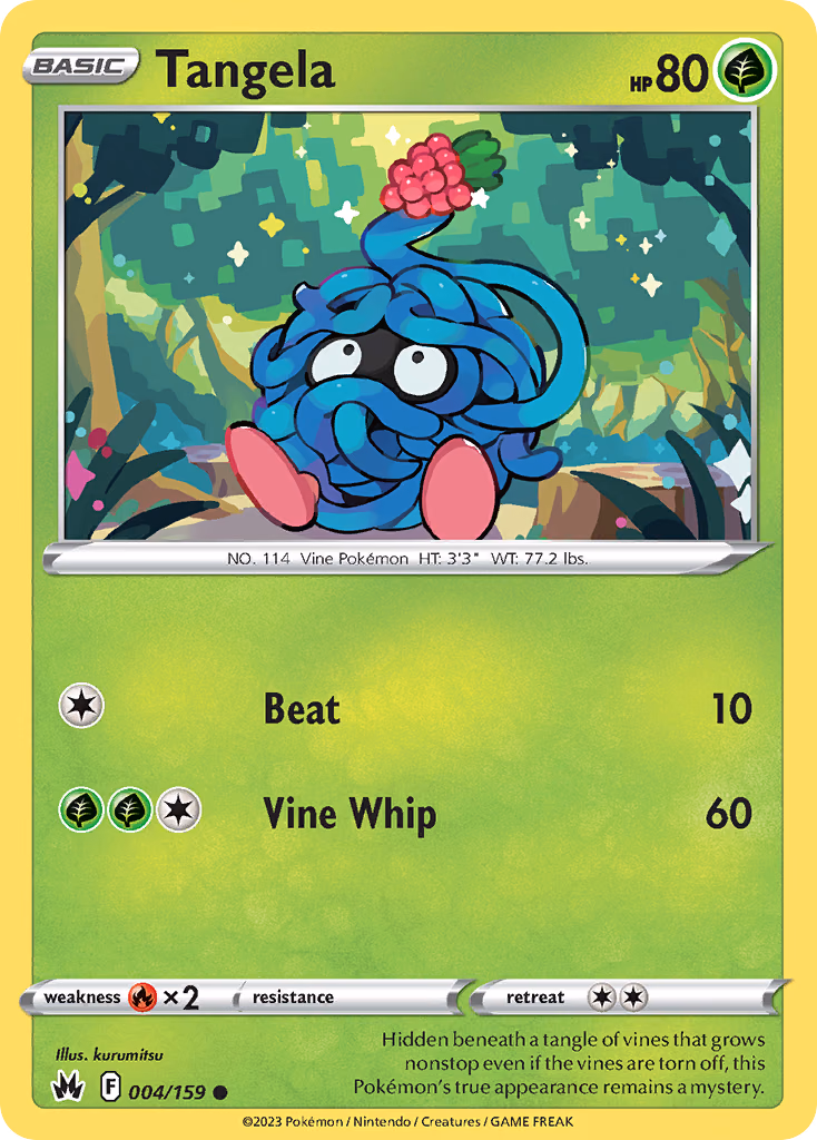 Tangela Pokemon card (004/159, Crown Zenith)