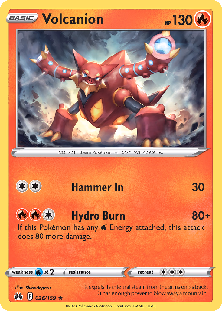 Volcanion Pokemon card (026/159, Crown Zenith)