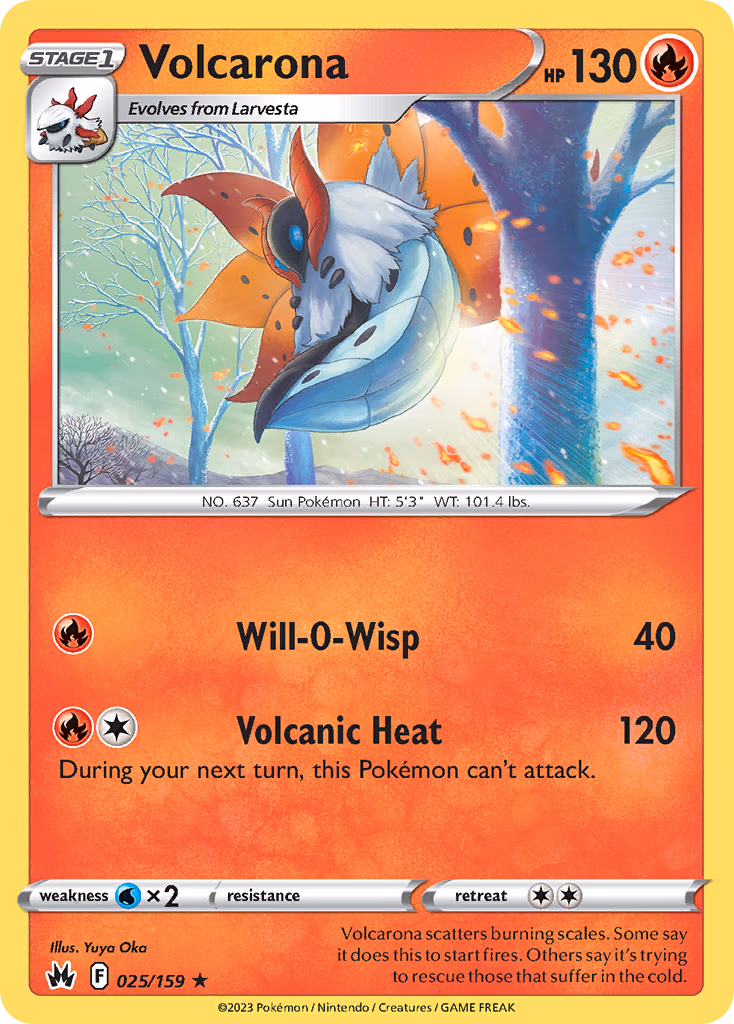 Volcarona Pokemon card (025/159, Crown Zenith)