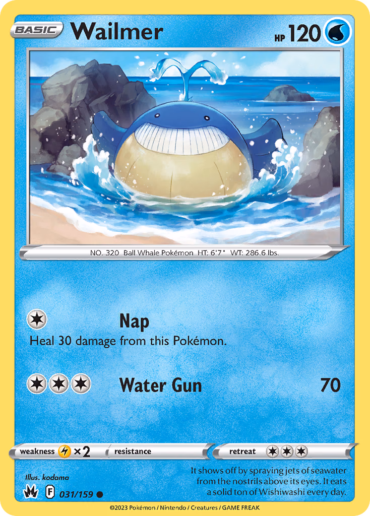 Wailmer Pokemon card (031/159, Crown Zenith)