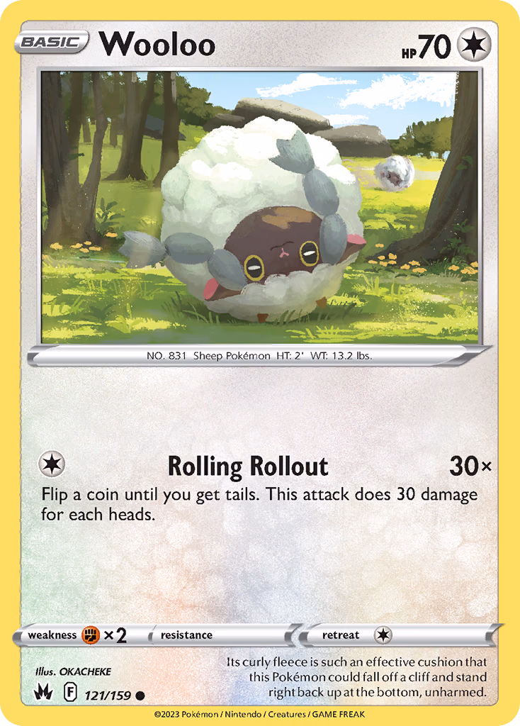 Wooloo Pokemon card (121/159, Crown Zenith)