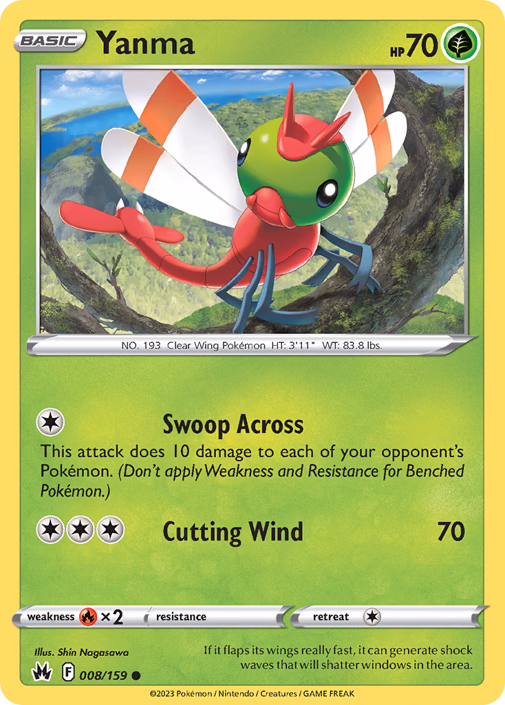 Yanma Pokemon card (008/159, Crown Zenith)