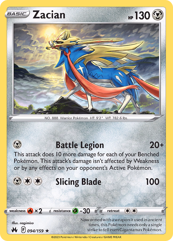 Zacian Pokemon card (094/159, Crown Zenith)