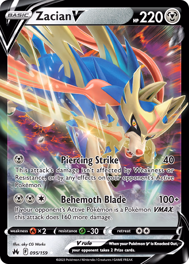 Zacian V Pokemon card (095/159, Crown Zenith)