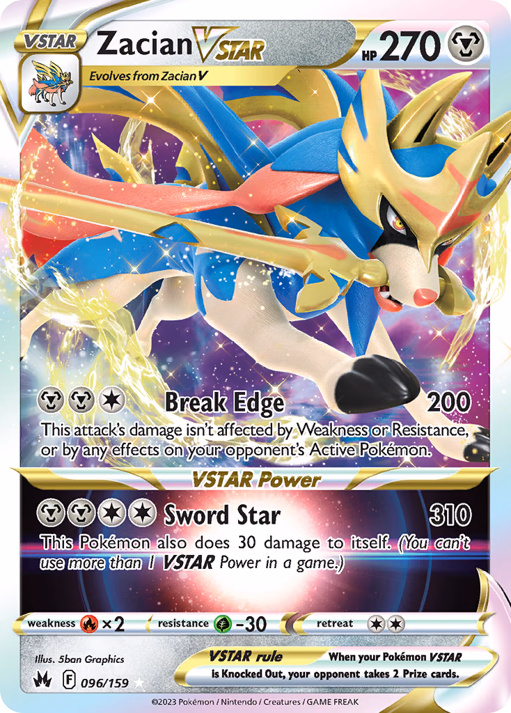 Zacian VSTAR Pokemon card (096/159, Crown Zenith)