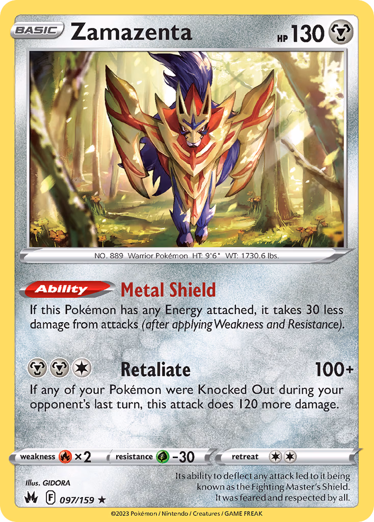 Zamazenta Pokemon card (097/159, Crown Zenith)