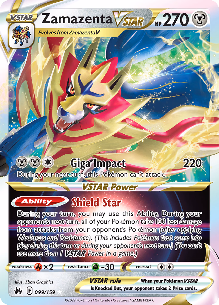 Zamazenta VSTAR Pokemon card (099/159, Crown Zenith)