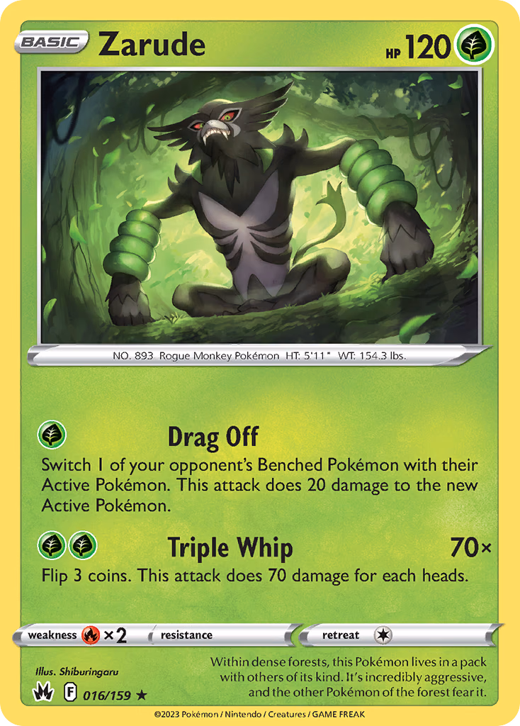 Zarude Pokemon card (016/159, Crown Zenith)