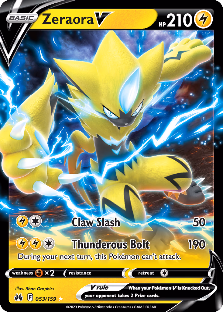 Zeraora V Pokemon card (053/159, Crown Zenith)