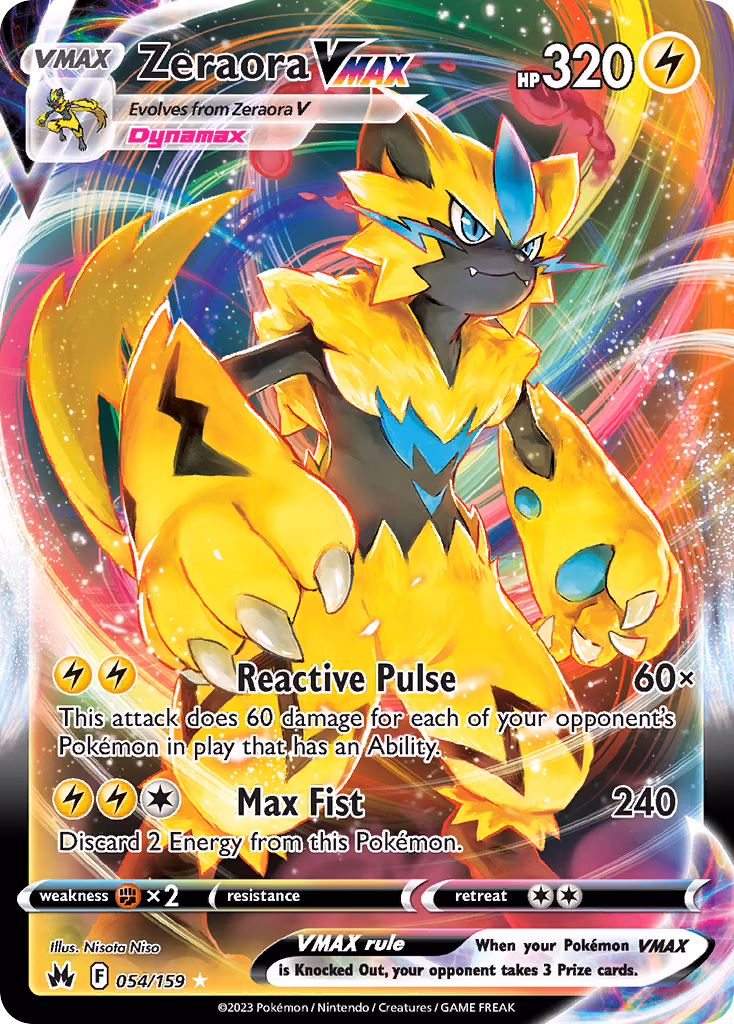 Zeraora VMAX Pokemon card (054/159, Crown Zenith)
